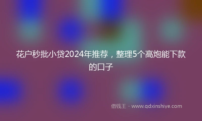 花户秒批小贷2024年推荐，整理5个高炮能下款的口子
