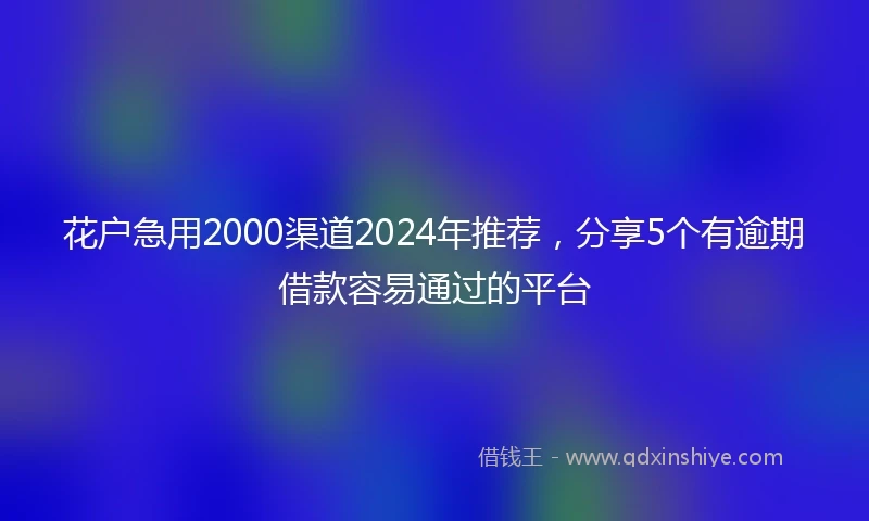 花户急用2000渠道2024年推荐，分享5个有逾期借款容易通过的平台