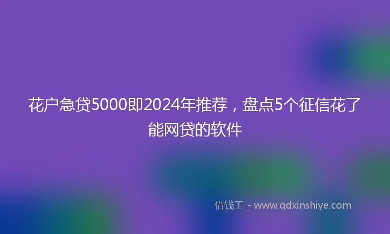 花户急贷5000即2024年推荐，盘点5个征信花了能网贷的软件