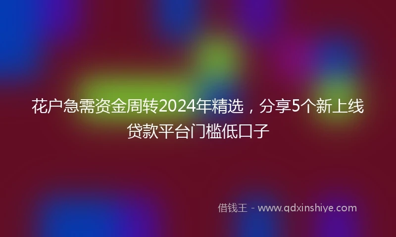 花户急需资金周转2024年精选，分享5个新上线贷款平台门槛低口子