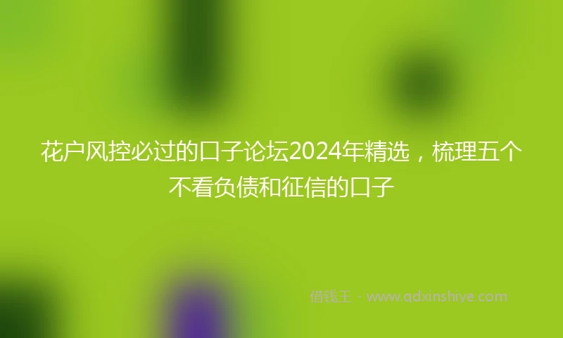 花户风控必过的口子论坛2024年精选，梳理五个不看负债和征信的口子
