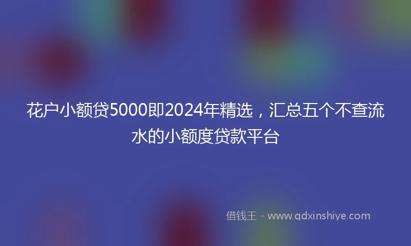 花户小额贷5000即2024年精选，汇总五个不查流水的小额度贷款平台