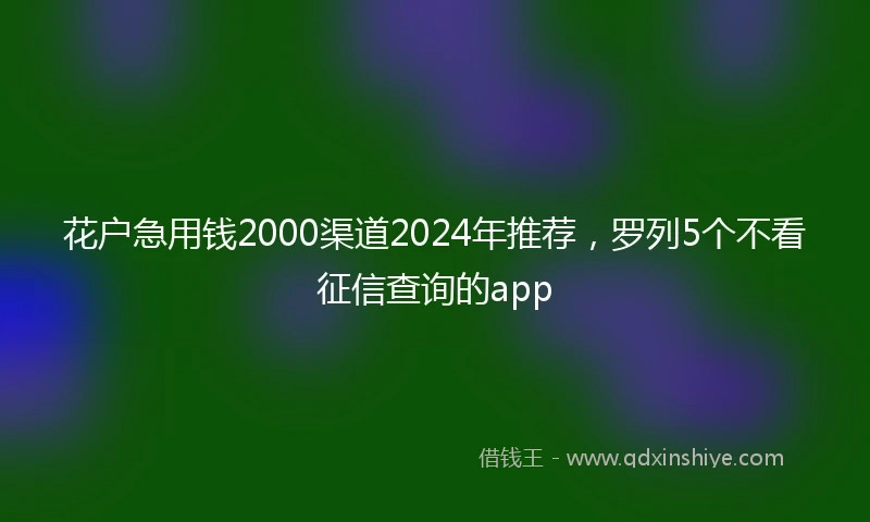 花户急用钱2000渠道2024年推荐，罗列5个不看征信查询的app