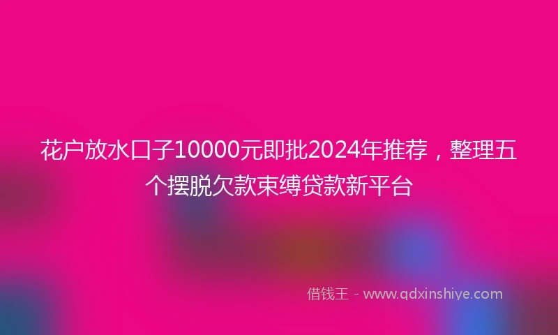花户放水口子10000元即批2024年推荐，整理五个摆脱欠款束缚贷款新平台