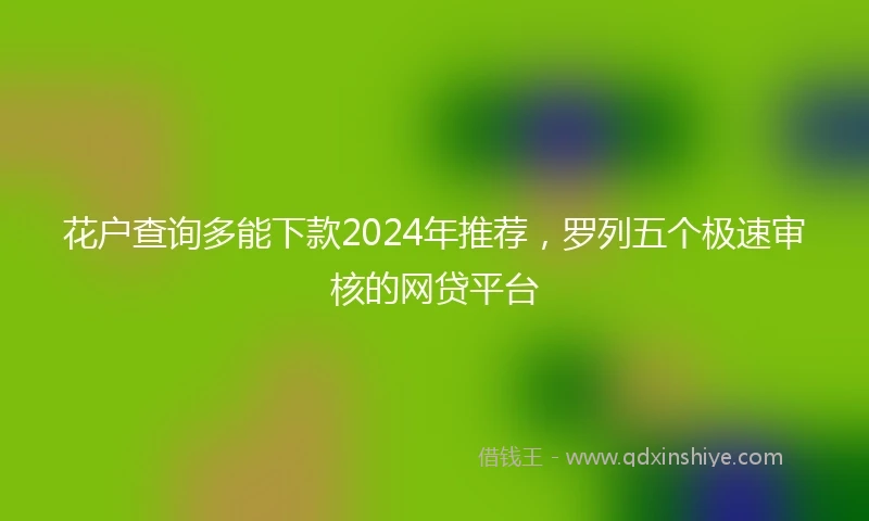 花户查询多能下款2024年推荐，罗列五个极速审核的网贷平台