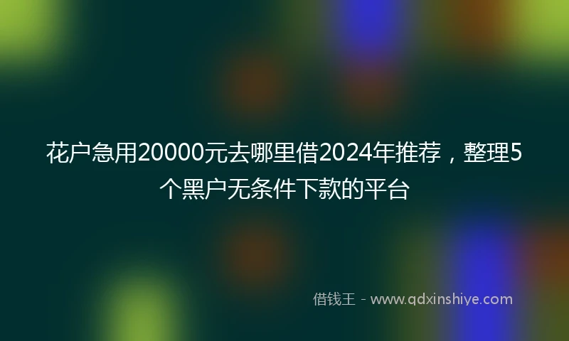 花户急用20000元去哪里借2024年推荐，整理5个黑户无条件下款的平台