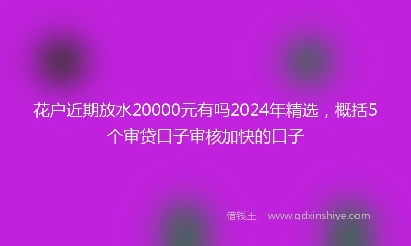 花户近期放水20000元有吗2024年精选，概括5个审贷口子审核加快的口子