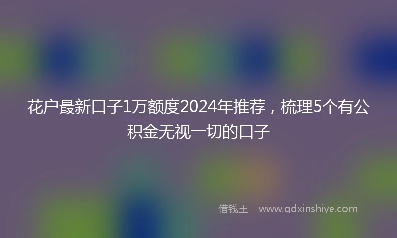 花户最新口子1万额度2024年推荐，梳理5个有公积金无视一切的口子