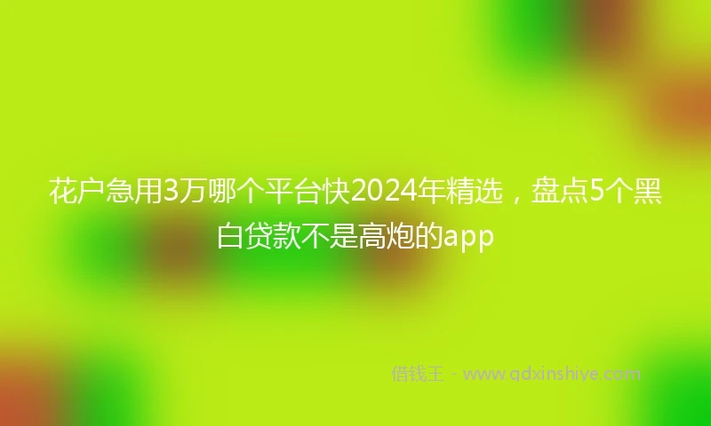 花户急用3万哪个平台快2024年精选，盘点5个黑白贷款不是高炮的app