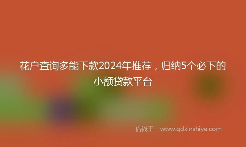 花户查询多能下款2024年推荐，归纳5个必下的小额贷款平台