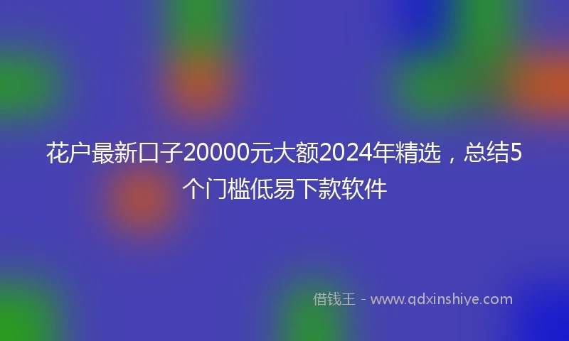 花户最新口子20000元大额2024年精选，总结5个门槛低易下款软件