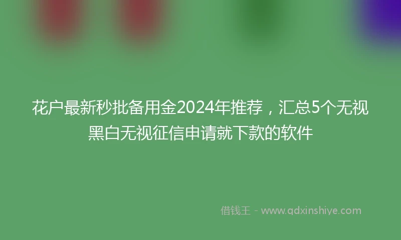 花户最新秒批备用金2024年推荐，汇总5个无视黑白无视征信申请就下款的软件