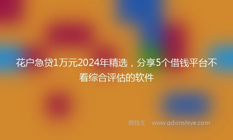 花户急贷1万元2024年精选，分享5个借钱平台不看综合评估的软件