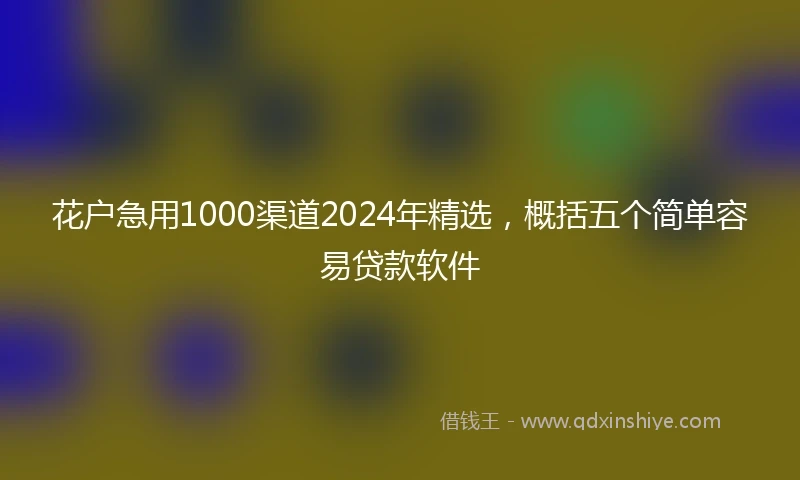 花户急用1000渠道2024年精选，概括五个简单容易贷款软件