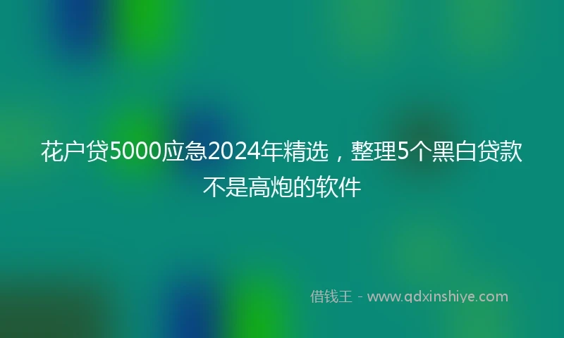 花户贷5000应急2024年精选，整理5个黑白贷款不是高炮的软件