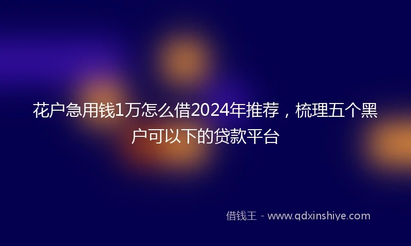 花户急用钱1万怎么借2024年推荐，梳理五个黑户可以下的贷款平台
