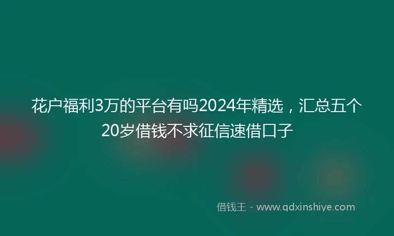 花户福利3万的平台有吗2024年精选，汇总五个20岁借钱不求征信速借口子