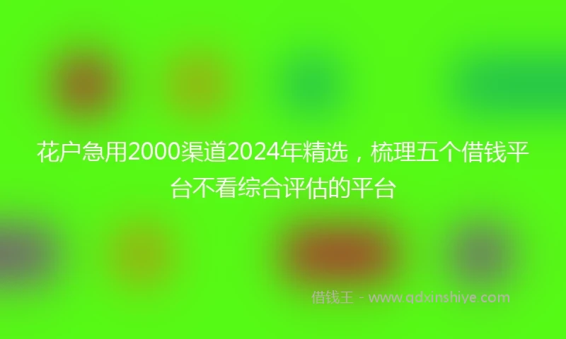 花户急用2000渠道2024年精选，梳理五个借钱平台不看综合评估的平台