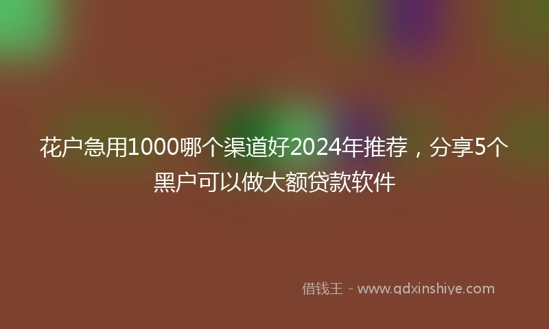 花户急用1000哪个渠道好2024年推荐，分享5个黑户可以做大额贷款软件
