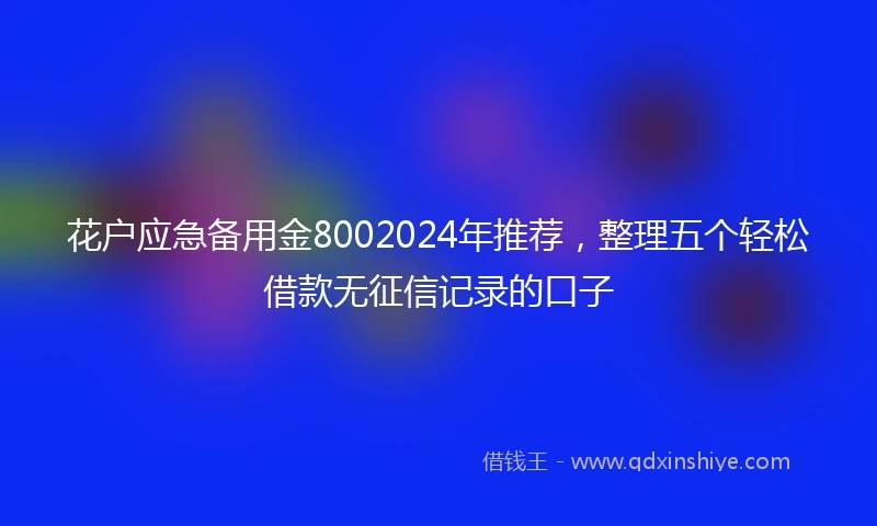 花户应急备用金8002024年推荐，整理五个轻松借款无征信记录的口子