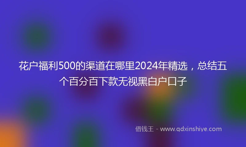 花户福利500的渠道在哪里2024年精选，总结五个百分百下款无视黑白户口子