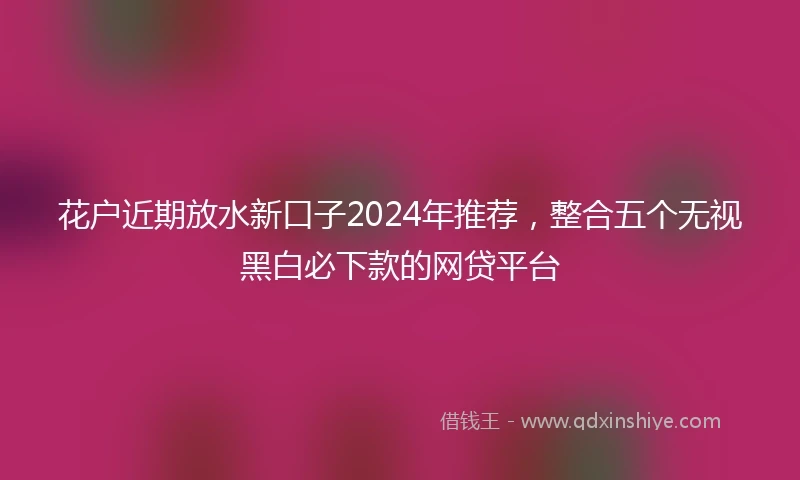 花户近期放水新口子2024年推荐，整合五个无视黑白必下款的网贷平台