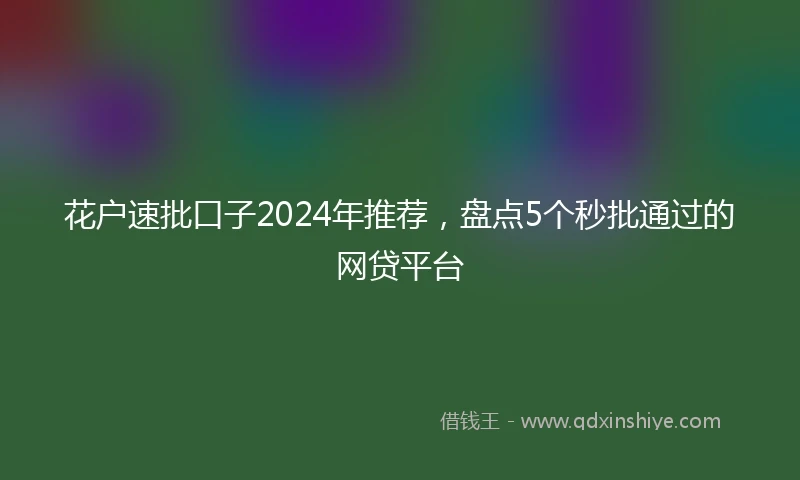 花户速批口子2024年推荐，盘点5个秒批通过的网贷平台