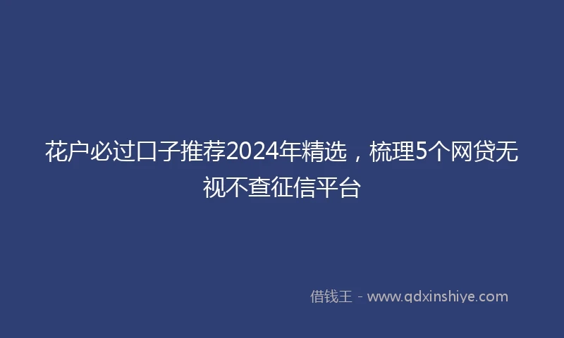 花户必过口子推荐2024年精选，梳理5个网贷无视不查征信平台