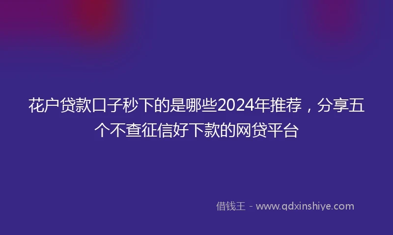 花户贷款口子秒下的是哪些2024年推荐，分享五个不查征信好下款的网贷平台