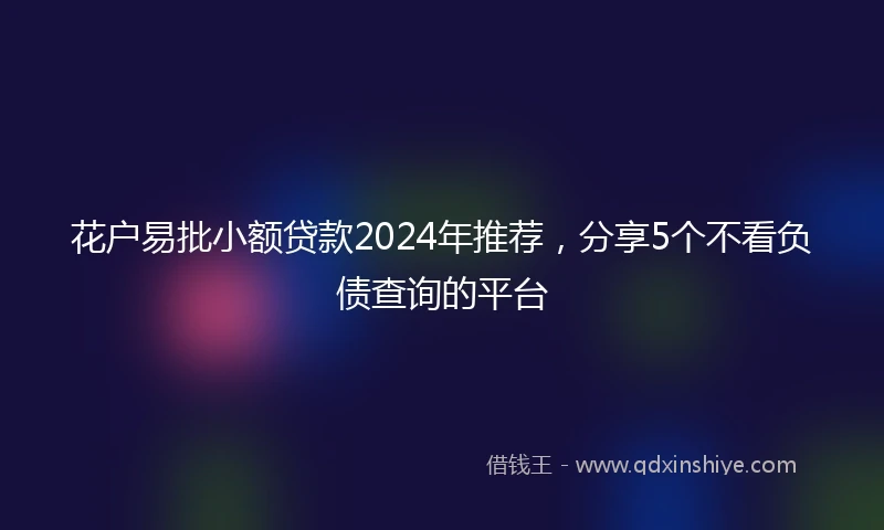 花户易批小额贷款2024年推荐，分享5个不看负债查询的平台