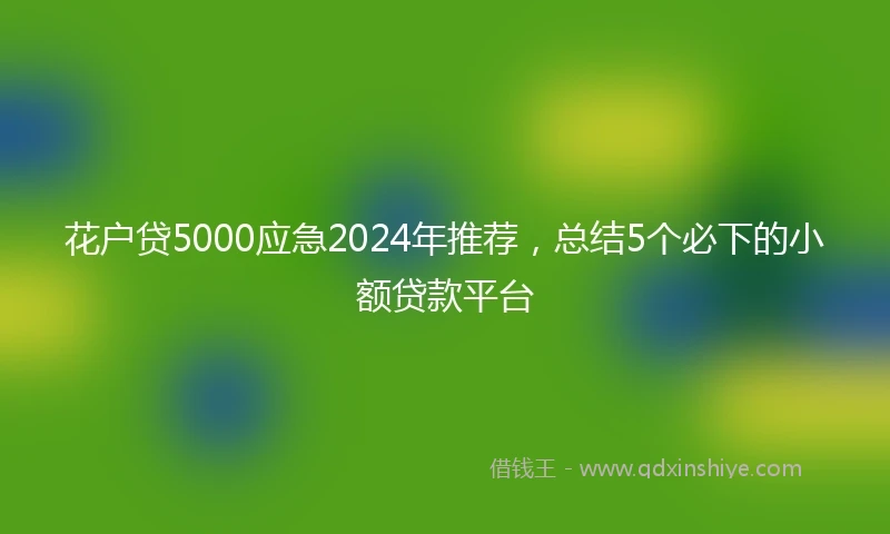 花户贷5000应急2024年推荐，总结5个必下的小额贷款平台