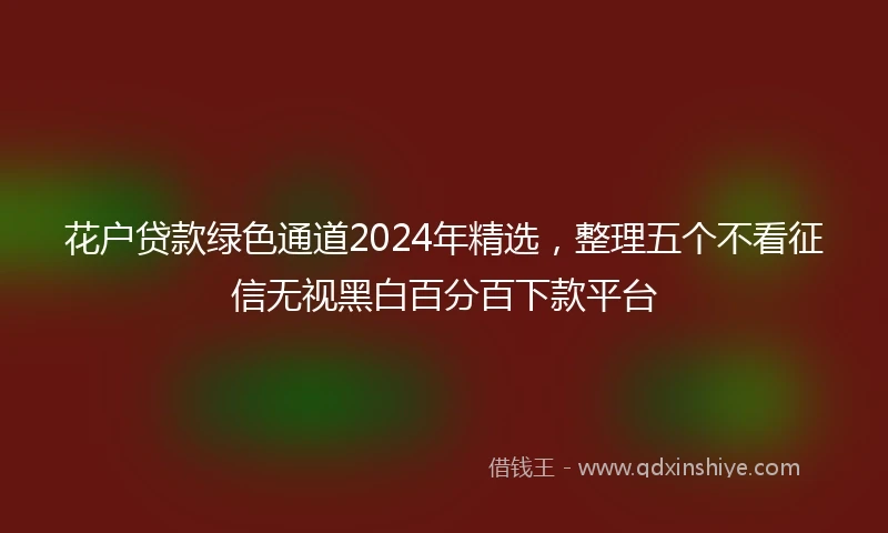 花户贷款绿色通道2024年精选，整理五个不看征信无视黑白百分百下款平台