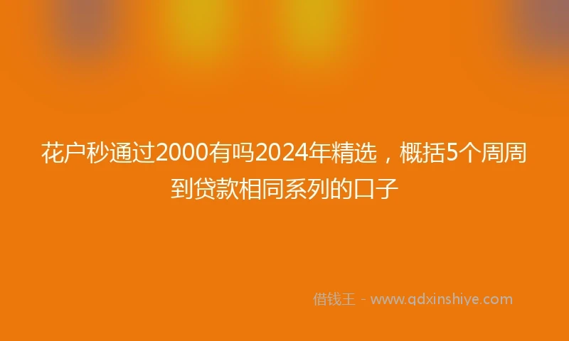 花户秒通过2000有吗2024年精选，概括5个周周到贷款相同系列的口子