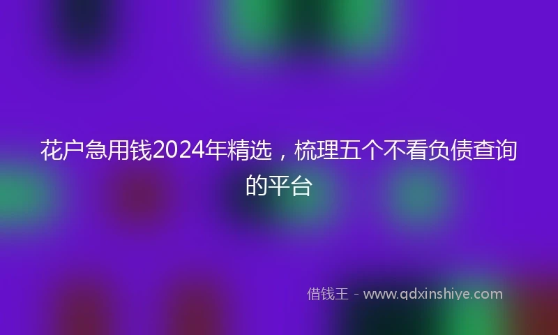 花户急用钱2024年精选，梳理五个不看负债查询的平台