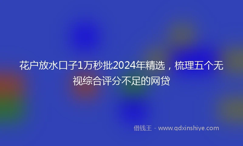 花户放水口子1万秒批2024年精选，梳理五个无视综合评分不足的网贷
