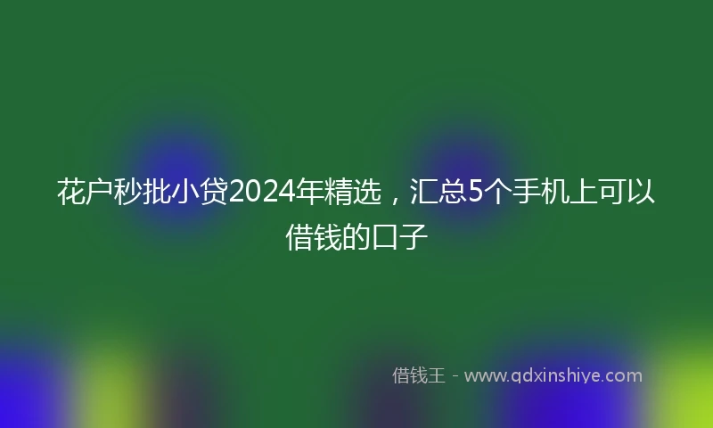 花户秒批小贷2024年精选，汇总5个手机上可以借钱的口子