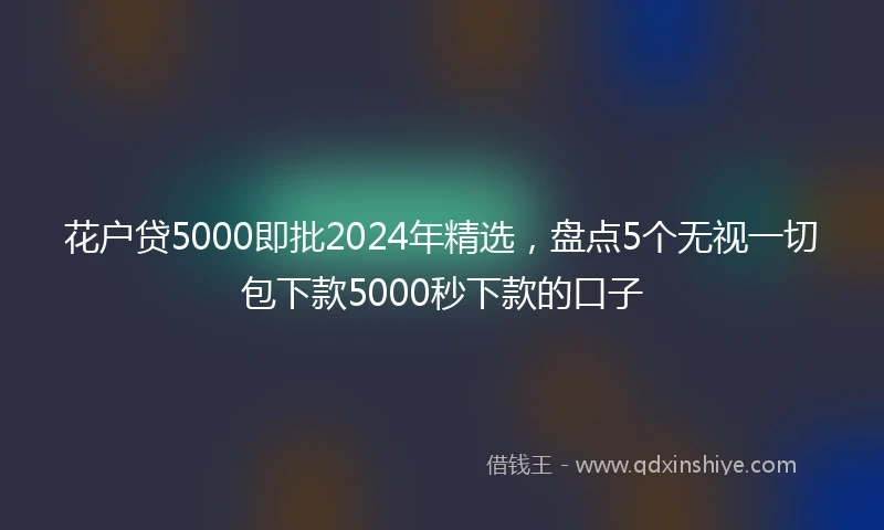 花户贷5000即批2024年精选，盘点5个无视一切包下款5000秒下款的口子