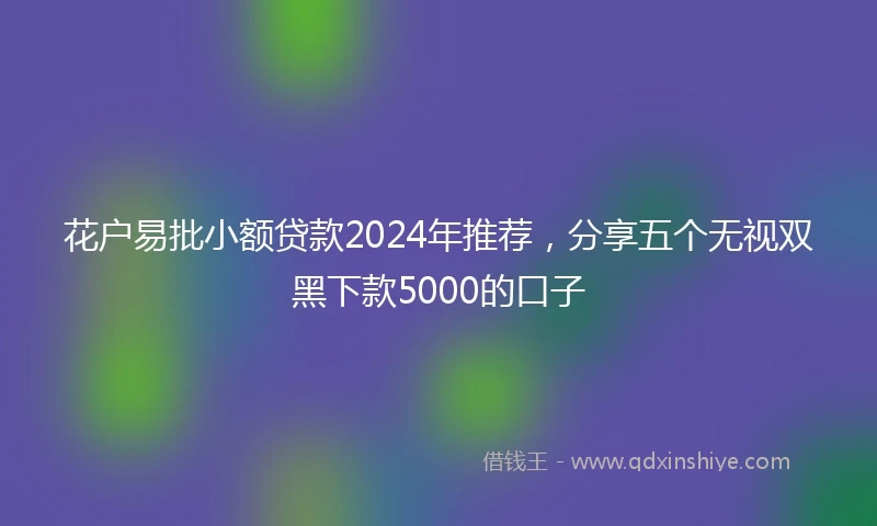 花户易批小额贷款2024年推荐，分享五个无视双黑下款5000的口子