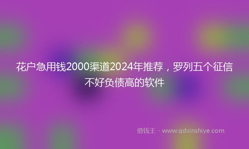 花户急用钱2000渠道2024年推荐，罗列五个征信不好负债高的软件