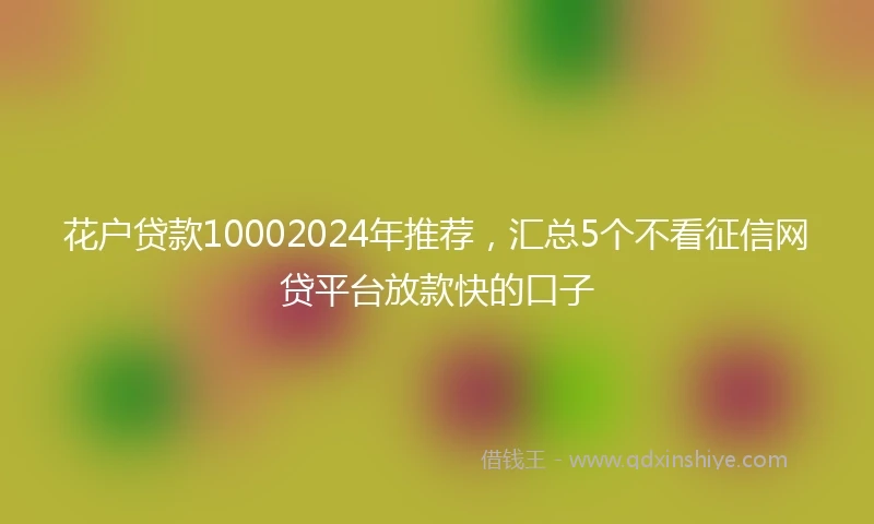 花户贷款10002024年推荐，汇总5个不看征信网贷平台放款快的口子