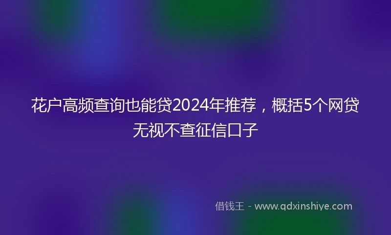 花户高频查询也能贷2024年推荐，概括5个网贷无视不查征信口子