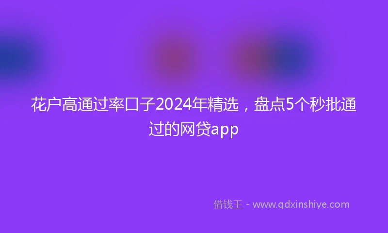 花户高通过率口子2024年精选，盘点5个秒批通过的网贷app