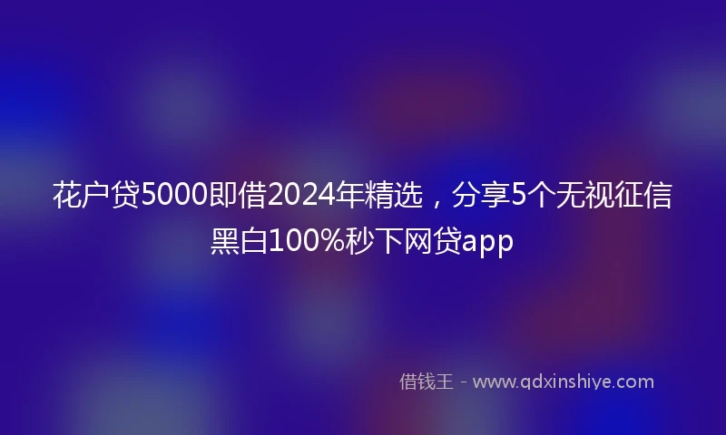 花户贷5000即借2024年精选，分享5个无视征信黑白100%秒下网贷app