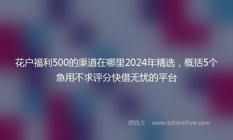 花户福利500的渠道在哪里2024年精选，概括5个急用不求评分快借无忧的平台
