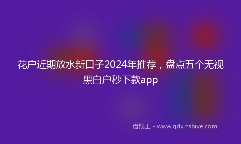 花户近期放水新口子2024年推荐，盘点五个无视黑白户秒下款app