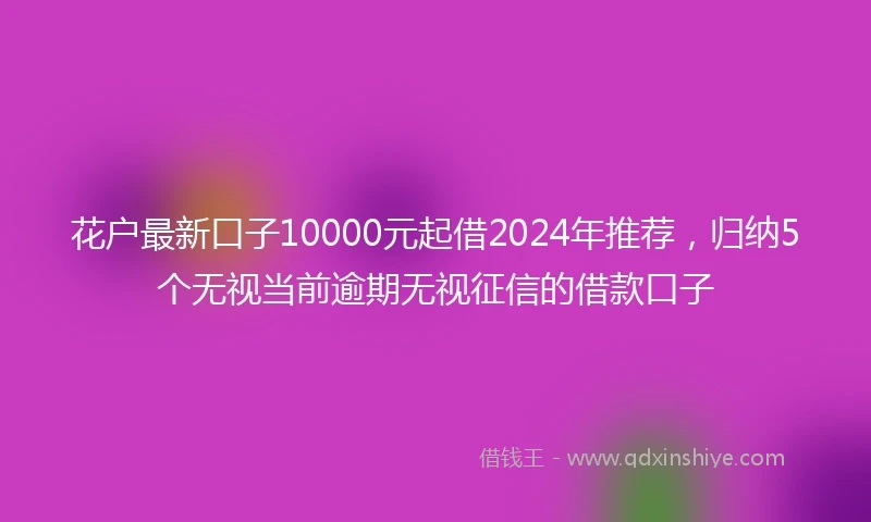 花户最新口子10000元起借2024年推荐，归纳5个无视当前逾期无视征信的借款口子
