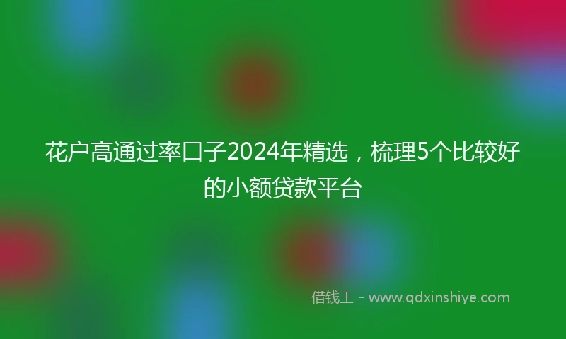 花户高通过率口子2024年精选，梳理5个比较好的小额贷款平台