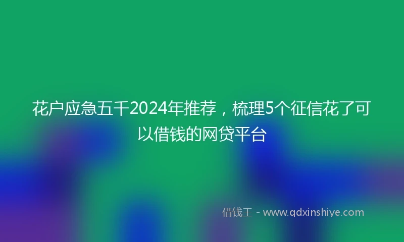 花户应急五千2024年推荐，梳理5个征信花了可以借钱的网贷平台
