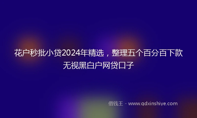 花户秒批小贷2024年精选，整理五个百分百下款无视黑白户网贷口子