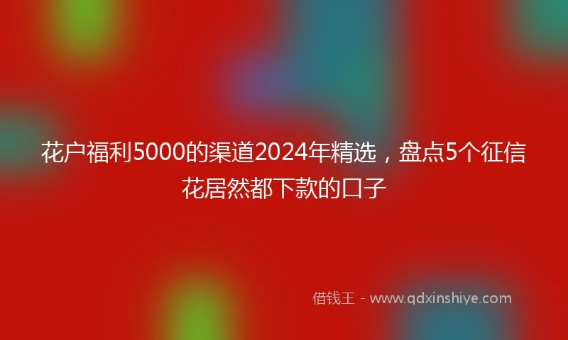 花户福利5000的渠道2024年精选，盘点5个征信花居然都下款的口子